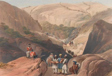 La prima discesa attraverso il passo di Koojah, c.1839