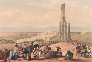 La fortezza e la cittadella di Ghuznee e i due Minareti, c.1839