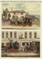 Scene sulla strada nei giorni delle vecchie carrozze, II (litografia a colori)