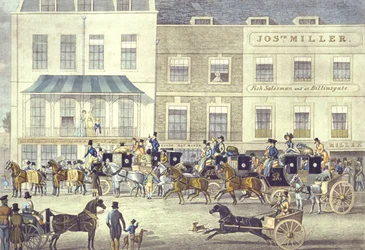 West Country Mail alla Gloucester Coffee House, Piccadilly, inciso da C. Rosenberg
