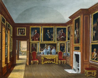 Galleria degli Ammiragli, incisione di Daniel Havell (1785-1826), basata sul progetto di James Stephanoff (ca 1788-1874), da The History of the Royal Residences