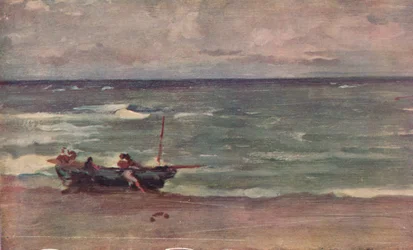 Armonia in Blu e Argento: Spiaggiando la Barca, Etretat, c1897