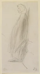 Schizzo di profilo di una vecchia in piedi, 1858