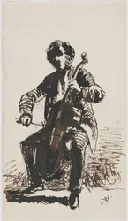 Sir Seymour Haden che Suona il Violoncello
