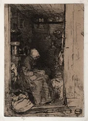 La vecchia straccivendola, n. 10 da Dodici incisioni dalla natura Il Set Francese, 1858