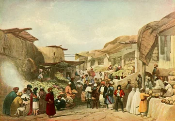 La strada principale nel bazar di Kabul nella stagione della frutta, c1840, 1901