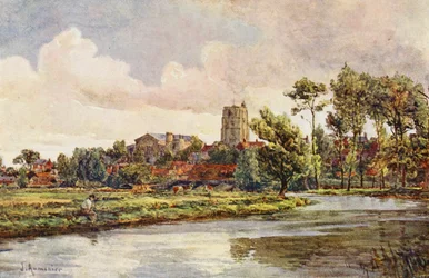 Il Waveney a Beccles, con la Chiesa di San Michele