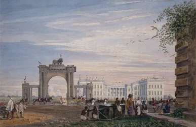 Veduta della Government House, da est, Calcutta, 1820 circa (acquerello)