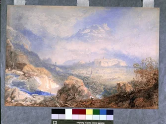 Valle del Rodano con la città e la cittadella di Sion, in Svizzera