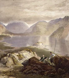 Wast Water, dettaglio di pescatori, dal Distretto dei Laghi Inglesi (dettaglio)