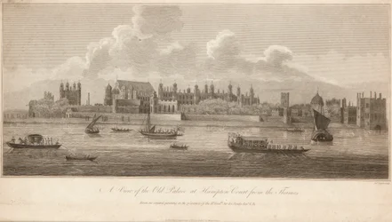 Veduta del vecchio palazzo di Hampton Court dal Tamigi