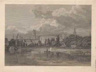 Vista sud di Christ Church, ecc. dai prati
