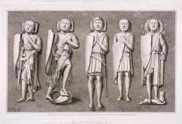 Cinque effigi di cavalieri dalla Temple Church, Londra, 1786
