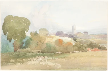 Paesaggio con campanile