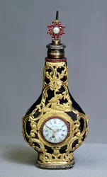 Fiaschetta da profumo con orologio e bussola