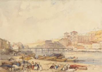 Lione dal lungofiume sul Rodano