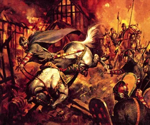 Cavalli famosi nella realtà e nella finzione: La morte di Guglielmo il Conquistatore (litografia a colori)