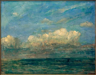 Paesaggio marino con nuvola bianca