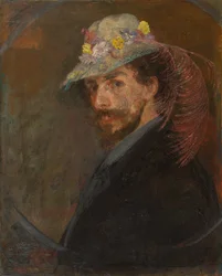 Autoritratto con cappello e fiori