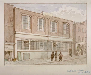 Scuola nazionale, Harp Alley, City di Londra, 1850