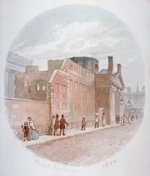 Parte di un muro del vecchio British Museum, Bloomsbury, Londra, 1850