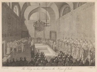 Re sul suo trono nella Camera dei Lord