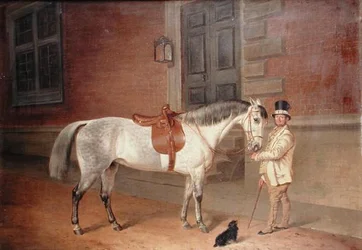 La cavalla di Lady Rosamund con il capo stalliere a Tredegar House, Newport