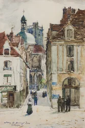 Dieppe, Rue Notre Dame, dal lungomare, c.1900