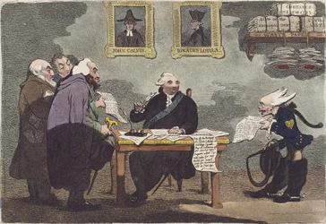 Un nobile signore, in occasione di una pace imminente, troppo occupato per occuparsi della spesa di un milione di denaro pubblico di James Gillray (ritagliato)