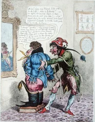 Sarto francese che adatta John Bull con un 