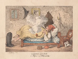 Lusso tedesco o riposo alla tedesca, pub. 1800 (incisione colorata a mano)