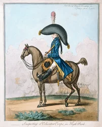 Ispezione di un corpo di volontari a Hyde Park, pubblicato da Hannah Humphrey nel 1803