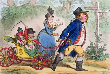 La passeggiata in famiglia, o uno schizzo dalla vita, pubblicato da Hannah Humphrey nel 1797 (incisione colorata a mano)