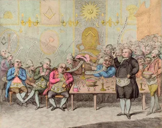 Un aneddoto massonico - di James Gillray (1757-1815) - caricatura inglese contro il conte Cagliostro (Alessandro, conte di Cagliostro, Giuseppe Balsamo)