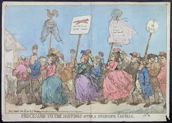 Processione alle urne dopo una campagna elettorale di successo, pubblicata da G. Humphrey nel 1784