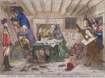 Notte di ricerca, o i guardiani dello stato che scambiano uomini onesti per cospiratori, pubblicato da Hannah Humphrey nel 1798