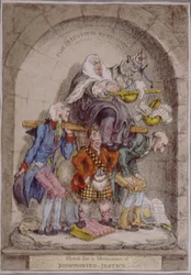 Schizzo per un monumento della giustizia delusa, pubblicato da Hannah Humphrey nel 1806