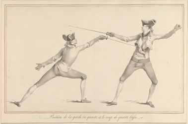 Posizione della Guardia in Quarta, e il Colpo di Quarta Bassa