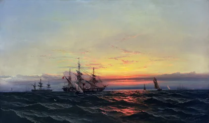 Dalla vela al vapore (olio su tela)