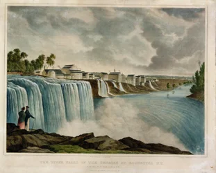 Le cascate superiori del Genesee a Rochester, New York, inciso da J. Bufford