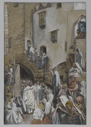 Una donna grida nella folla, illustrazione da La vita di Nostro Signore Gesù Cristo, 1886-94