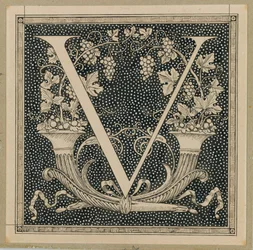 Lettera Maiuscola V, illustrazione da La Vita di Nostro Signore Gesù Cristo