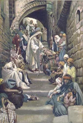 Nei Villaggi i Malati Venivano Portati a Lui - dalla "La Vita del Nostro Signore Gesù Cristo" - 1899 di James Tissot