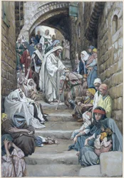 Nei villaggi i malati venivano portati da lui (illustrazione per La vita di Cristo)