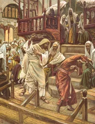 Gesù guarisce un uomo posseduto da un demonio nella sinagoga, illustrazione per «La Vie de notre Seigneur Jésus-Christ», pubblicata a Tours nel 1896