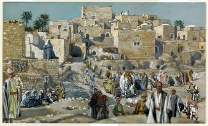 Gesù attraversa i villaggi sulla via per Gerusalemme, illustrazione per La vita di Cristo, ca. 1884-96