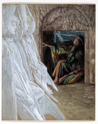 Maria Maddalena interroga gli angeli nella tomba, illustrazione per La vita di Cristo