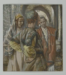 Simone di Cirene e i suoi due figli Alessandro e Rufo, illustrazione da La vita di Nostro Signore Gesù Cristo, 1886-94