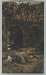 Il Torrente di Cedron. Egli Beve del Torrente sulla Via, illustrazione per La Vita di Cristo, c.1886-94