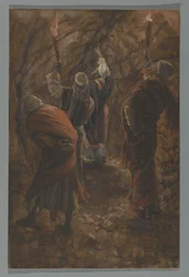 La voragine nella roccia nella grotta sotto il Calvario, illustrazione da La vita di Nostro Signore Gesù Cristo, 1886-94